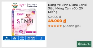 Băng Vệ Sinh Diana Sensi Siêu Mỏng Cánh 20 Miếng/Gói
