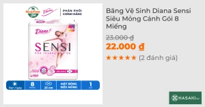 Băng Vệ Sinh Diana Sensi Siêu Mỏng Cánh 8 Miếng/Gói