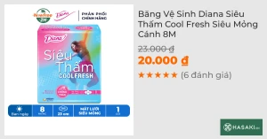 Băng Vệ Sinh Diana Siêu Thấm Cool Fresh Siêu Mỏng Cánh 8M