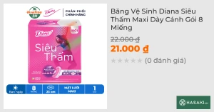 Băng Vệ Sinh Diana Siêu Thấm Maxi Cánh 8 Miếng/Gói