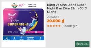 Băng Vệ Sinh Diana Siêu Thấm Supernight 35cm 3 Miếng/Gói
