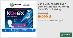 Băng Vệ Sinh Kotex Ban Đêm Mặt Bông Siêu Mỏng Cánh 35cm 3 Miếng