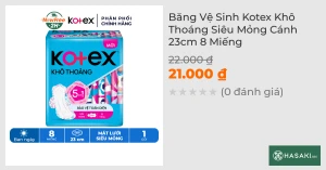 Băng Vệ Sinh Kotex Bảo Vệ Toàn Diện Siêu Mỏng Cánh 23cm 8 Miếng