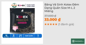 Băng Vệ Sinh Kotex Đêm Dạng Quần Size M-L 2 Miếng