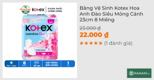 Băng Vệ Sinh Kotex Hoa Anh Đào Siêu Mỏng Cánh 23cm 8 Miếng