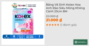 Băng Vệ Sinh Kotex Hoa Anh Đào Siêu Mỏng Không Cánh 23cm 8M