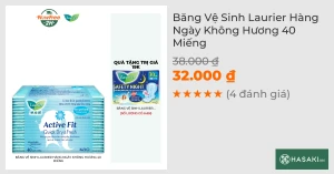 Băng Vệ Sinh Laurier Hàng Ngày Không Hương 40 Miếng
