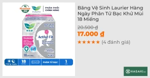 Băng Vệ Sinh Laurier Hàng Ngày Phân Tử Bạc Khử Mùi 18 Miếng