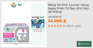 Băng Vệ Sinh Laurier Hàng Ngày Phân Tử Bạc Khử Mùi 36 Miếng