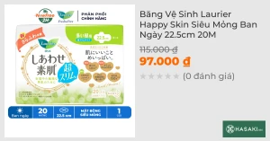 Băng Vệ Sinh Laurier Happy Skin Siêu Mỏng Ban Ngày 22.5cm 20M