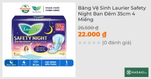 Băng Vệ Sinh Laurier Safety Night Ban Đêm 35cm 4 Miếng