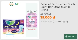 Băng Vệ Sinh Laurier Safety Night Ban Đêm 35cm 8 Miếng