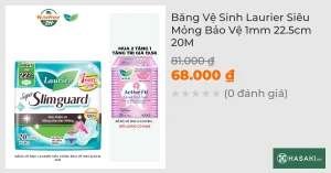 Băng Vệ Sinh Laurier Siêu Mỏng Bảo Vệ 1mm 22.5cm 20M