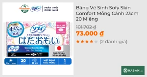 Băng Vệ Sinh Sofy Skin Comfort Mỏng Cánh 23cm 20 Miếng