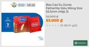 Bao Cao Su Durex Fetherlite Siêu Mỏng Size 52.5mm (Hộp 3)