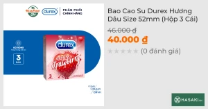 Bao Cao Su Durex Hương Dâu Size 52mm (Hộp 3 Cái)