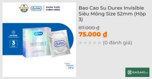 Bao Cao Su Durex Invisible Siêu Mỏng Size 52mm (Hộp 3)