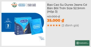 Bao Cao Su Durex Jeans Cơ Bản Bôi Trơn Size 52.5mm (Hộp 3)