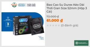 Bao Cao Su Durex Kéo Dài Thời Gian Size 52mm (Hộp 3 Cái)