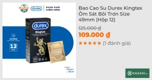 Bao Cao Su Durex Kingtex Ôm Sát Bôi Trơn Size 49mm (Hộp 12)