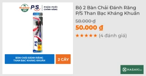 Bộ 2 Bàn Chải Đánh Răng P/S Than Bạc Kháng Khuẩn