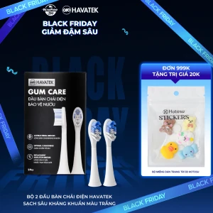 Bộ 2 Đầu Bàn Chải Điện Havatek Sạch Sâu Kháng Khuẩn Màu Trắng