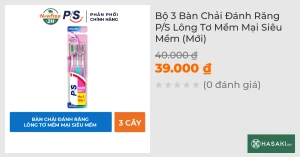 Bộ 3 Bàn Chải Đánh Răng P/S Lông Tơ Mềm Mại Siêu Mềm (Mới)