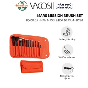 Bộ Cọ Trang Điểm Vacosi 14 Cây BC36 (Bóp Da Cam)