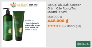 Bộ Gội Xả Bưởi Cocoon Không Sulfate Và Giảm Gãy Rụng 500ml 310ml