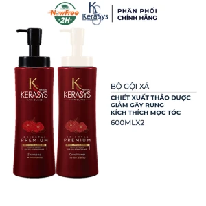 Bộ Gội Xả KeraSys Thảo Dược Giảm Gãy Rụng, Kích Thích Mọc Tóc 600mlx2