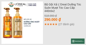 Bộ Gội Xả L'Oreal Dưỡng Tóc Suôn Mượt Tóc Cao Cấp 440mlx2