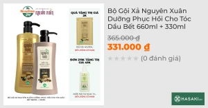 Bộ Gội Xả Nguyên Xuân Dưỡng Phục Hồi Cho Tóc Dầu Bết 600ml 300ml