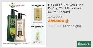 Bộ Gội Xả Nguyên Xuân Dưỡng Tóc Mềm Mượt 600ml 300ml