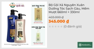 Bộ Gội Xả Nguyên Xuân Dưỡng Tóc Sạch Gàu, Mềm Mượt 600ml 300ml
