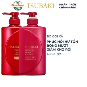 Bộ Gội Xả Tsubaki Dưỡng Tóc Bóng Mượt 490mlx2