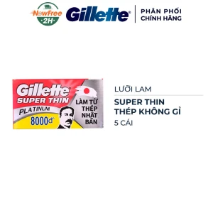 Bộ Lưỡi Lam Gillette Super Thin Thép Không Gỉ 5 Cái