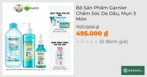Bộ Sản Phẩm Garnier Chăm Sóc Da Dầu, Mụn 3 Món