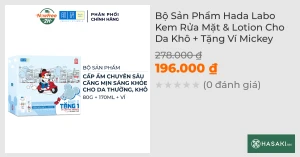Bộ Sản Phẩm Hada Labo Kem Rửa Mặt & Lotion Cho Da Khô Tặng Ví Mickey