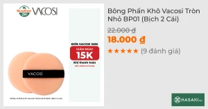 Bông Phấn Khô Vacosi Tròn Nhỏ BP01 (Bịch 2 Cái)