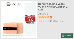 Bông Phấn Khô Vacosi Vuông Nhỏ BP02 (Bịch 2 Cái)
