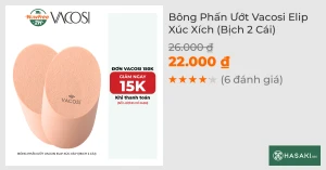 Bông Phấn Ướt Vacosi Elip Xúc Xích (Bịch 2 Cái)