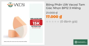Bông Phấn Ướt Vacosi Tam Giác Nhọn BP12 3 Miếng