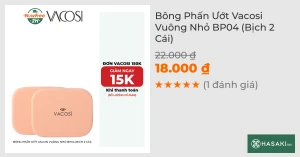 Bông Phấn Ướt Vacosi Vuông Nhỏ BP04 (Bịch 2 Cái)