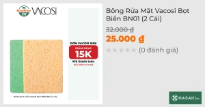 Bông Rửa Mặt Vacosi Bọt Biển BN01 (2 Cái)