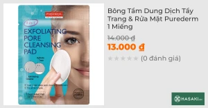 Bông Tẩm Dung Dịch Tẩy Trang & Rửa Mặt Purederm 1 Miếng