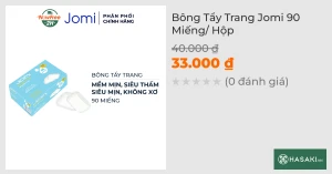 Bông Tẩy Trang Jomi 90 Miếng/ Hộp