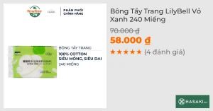 Bông Tẩy Trang LilyBell Vỏ Xanh 240 Miếng