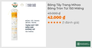 Bông Tẩy Trang Mihoo Bông Tròn Túi 150 Miếng