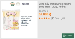 Bông Tẩy Trang Mihoo Kokimi Bông Tròn Túi 210 miếng