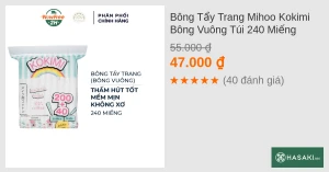 Bông Tẩy Trang Mihoo Kokimi Bông Vuông Túi 240 Miếng